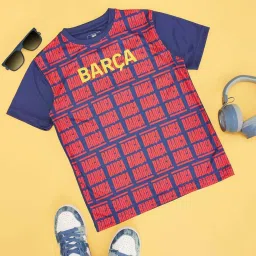 Pantaloons Junior Boys Blue Depths & Red Printed T-Shirts image 1