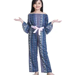 StyleStone Kids Blue Printed Jumpsuit with Belt-picture-30