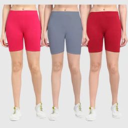Gracit Pink & Grey Cotton Sports Shorts - Pack Of 3-picture-32