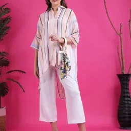 Qurvii Multicolor Regular Fit Striped Shirt image 5