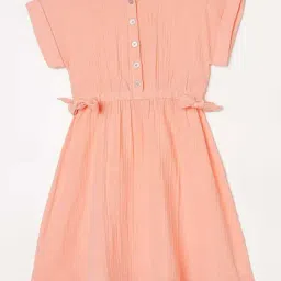 Fame Forever by Lifestyle Kids Peach Cotton Regular Fit Dress-image-10