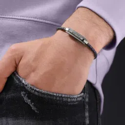 Police Blue Gripcord Stud Effect Motif Casual Bracelet-image-65