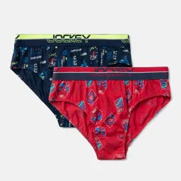 Jockey PB04 Boy's Super Combed Cotton Printed Brief with Ultrasoft Waistband (Pack of 2) image 1