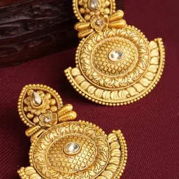 Panash Gold Toned Contemporary Drop Earrings image 1