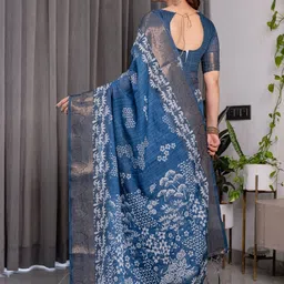 MAHARANI COUTURE Floral Printed Zari Pure Cotton Kanjeevaram Saree image 2