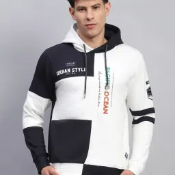 Monte Carlo White Regular Fit Colour Block Hooded Sweatshirt image 1