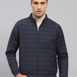Monte Carlo Navy Blue Regular Fit Checks Jacket image 1