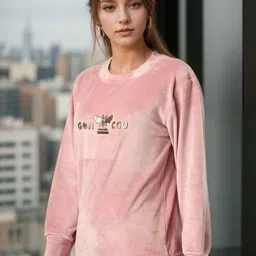 BAESD Women Pullover Self Design Sweatshirt image 3