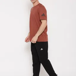 ADIDAS Men Rust Brown ID Solid Round Neck T-shirt image 2