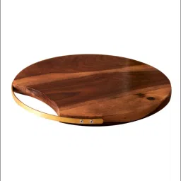 Nestroots Brown Teak Wood Serving Platter & Cutlery Holder Set image 2