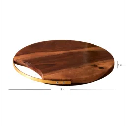 Nestroots Brown Teak Wood Serving Platter & Cutlery Holder Set image 4