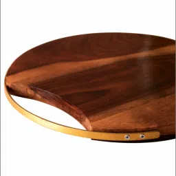 Nestroots Brown Teak Wood Serving Platter & Cutlery Holder Set image 3