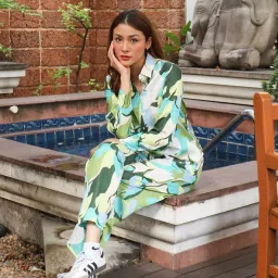 Zink London Off-White & Green Printed Shirt image 1