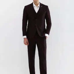 Allen Solly Brown Slim Fit Printed Four Piece Suit image 1