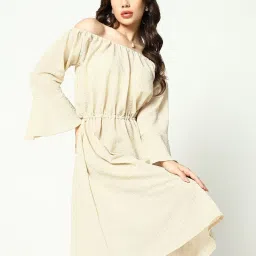 showoffff SHOWOFF Beige Synthetic Textured A Line Dress image 1
