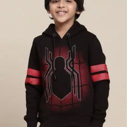 Kidsville Spiderman Printed Black Hoodie For Boys-picture-23