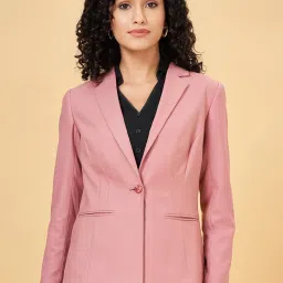 Annabelle by Pantaloons Pink Solid Blazer image 1