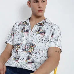 showoffff Showoff White Relaxed Fit Abstract Print Shirt image 1