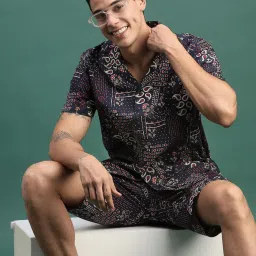 showoffff Showoff Navy Blue Cotton Relaxed Fit Print Co-Ord Set image 1