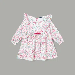 Juniors by Lifestyle Girls Multicolor Cotton Floral Full Sleeves Dress image 1