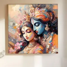 Art Street Pink Canvas Abstact Divine Shree Radha Krishna Wall Art image 3