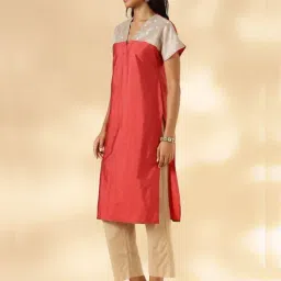 Abhishti Rust Orange Embroidered Kurta image 3