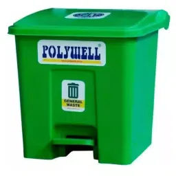 Polywell 10 L Green Rectangle Shape Pedal Dustbin, PW10P-image-0