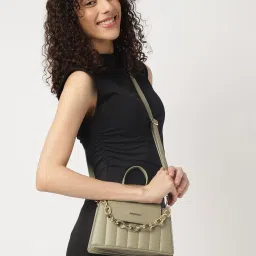 Fastrack Olive Quilted Medium Satchel Handbag image 1