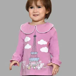 MiArcus Girls Mauve Printed Full Sleeves Casual Tops Tees image 1
