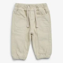 HOP Baby by Westside Beige Corduroy Mid-Rise Cotton Blend Joggers image 1