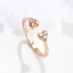 Zavya 925 Silver Rosy Affection Rose Gold-Plated Adjustable Ring for Women-image-99