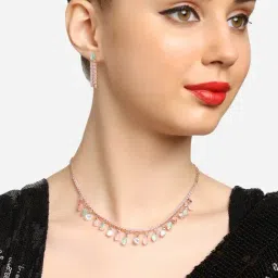 Zaveri Pearls Green & Pink Designer Stones & Austrian Diamonds Choker Set -ZPFK16940-picture-22