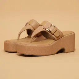 Eridani Women's Cyra Beige T-Strap Sandals-picture-23