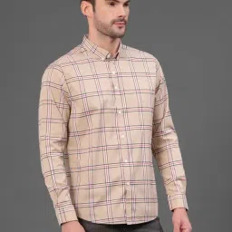 Red Tape Light Brown Regular Fit Check Shirt image 3
