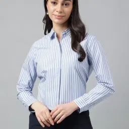 Hancock Blue & White Cotton Striped Shirt-picture-23