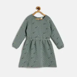 MINIKLUB Kids Green Printed Full Sleeves Dress-image-13