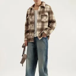 United Colors Of Benetton Brown Regular Fit Checks Shacket image 5