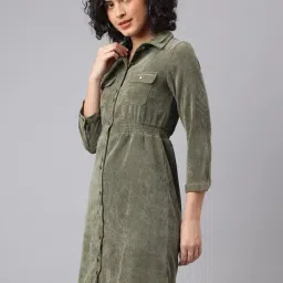 Latin Quarters Green Solid A Line Dress image 4