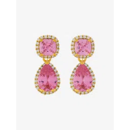 Kushal's Fashion Jewellery Pink Gold Polished Trendy Zircon Earrings for Women image 2