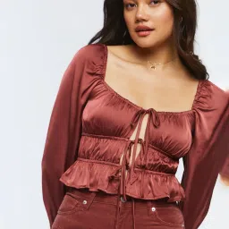 Forever 21 Maroon Regular Fit Crop Top image 1