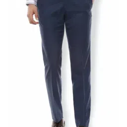 Van Heusen Navy Slim Fit Self Pattern Trousers-picture-18
