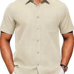 Vida Loca Men Smart Slim Fit Solid Spread Collar Cotton Casual Shirt image 4
