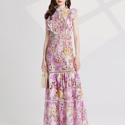 JC Collection Women Self Design Schiffli Flutter Sleeve Fit and Flare Maxi Dress-picture-37