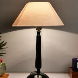 Homesake Black & White Solid Handcrafted Bedside Standard Table Lamp with Shade-picture-20