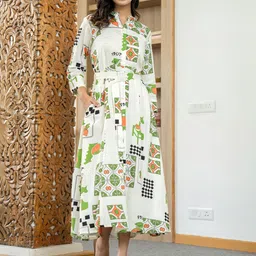 ZUMMER Women Conversational Printed Shirt Midi Dress-image-65