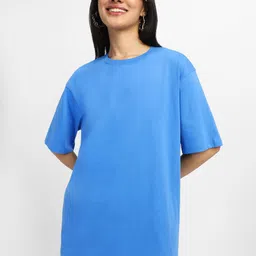 JUNEBERRY Women Solid Round Neck Pure Cotton Oversized T-shirt-image-46