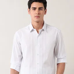 Arrow New York Striped Spread Collar Slim Fit Formal Cotton Shirt image 3