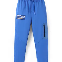 Pine Kids Cotton Knit Full Length Text Printed Lounge Pant - Blue-image-6