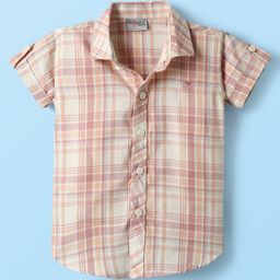 Dapper Dudes Half Sleeves Checked Shirt - Peach-picture-15