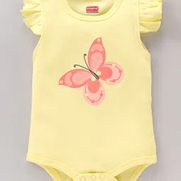 Babyhug 100% Cotton Frill Sleeves Onesie Butterfly Print Pack of 3 - Multicolour image 2